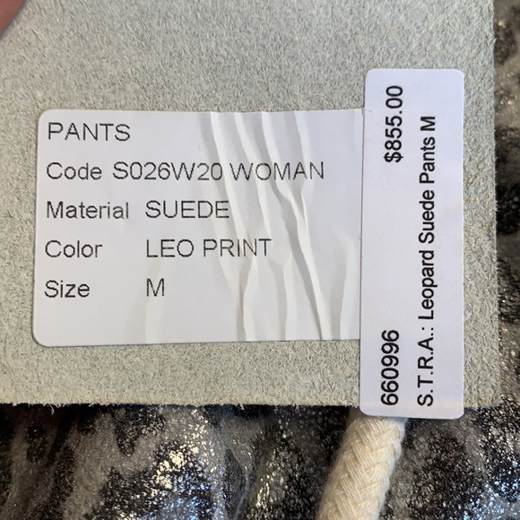 S.T.R.A. Made In Italy NWT Suede M Leopard pants - Picture 8 of 8